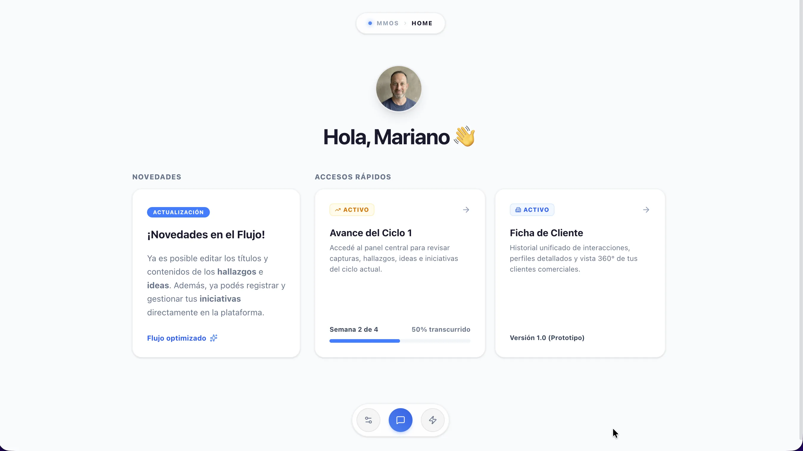 Plataforma propia de TRAXION — vista Home con el avance del ciclo en tiempo real